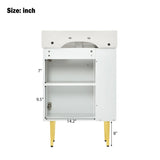 21.6" white Bathroom vanity, Combo Cabinet, Bathroom Storage Cabinet, Single Ceramic Sink, Left side storage
