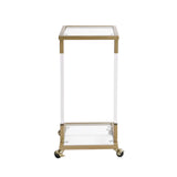 Golden Side Table, Acrylic Sofa Table, Glass Top C Shape Table with Metal Base for Living Room, Bedroom, Balcony Home and Office