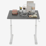 Adjustable study desk suitable for children and adults, height-adjustable, multi-functional home office desk, compact design, desktop dimensions: 60cm × 80cm, white frame, gray tabletop.