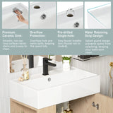 21.6" Wood Bathroom vanity, Combo Cabinet, Bathroom Storage Cabinet, Single Ceramic Sink, Left side storage