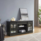 Multipurpose Sliding Door TV Stand Large Storage Cabinet with 2 Sliding Fluted Glass Tempered Doors, TV Up to 65'', TV Desk Storage Rack, Charcoal GREY, 59.13"W*15.94"D*27.8"H
