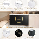 36'' Wall Mounted Bathroom Vanity with Resin Sink, Floating Bathroom Storage Cabinet with 2 Drawers, Solid Wood Bathroom Cabinet (Same as N710S236003B)