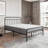 Metal Platform Bed Frame, Victorian Style Headboard/Footboard/Under Bed Storage/No Box Spring Needed/Full Size Black