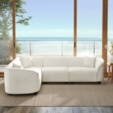 104" L-Shaped Curved Contemporary Sectional Sofa in Beige: Plush 4-Seater, Sculptural Design & Premium Bouclé Upholstery – Modern Luxury for Spacious Living