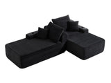 69" Cloud Sectional Couch, L-Shape Chaise with R-Shape Chaise with Deep Seat and Comfortable 2 Seater Couch for Modern Living Room,(Plush  Fabric),Black