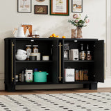TREXM Sideboard Buffet Cabinet with Storage, Wood Sideboard with Adjustable Shelves and Gold Handles for Kitchen, Dining Room and Living Room (Black)
