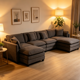 Modern 4seats with 2ottoman 149.61"Sectional Sofa with Waist Pillows,4-seat Upholstered Symmetrical Sofa Furniture,Sleeper Sofa Couch with Chaise Lounge for Living Room,Apartment,3Color
