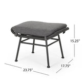 Montana Faux Rattan Outdoor Patio Ottoman with Cushion (Set of 2)