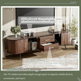 Mid-Century Modern TV Stand for 80" TV, Entertainment Center with Storage for Living Room, Bedroom, Media Console Table with 2 Drawers