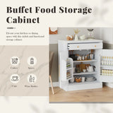 [Assembly Video Provided] TOPMAX Modern Freestanding Kitchen Pantry,Buffet Food Storage, Coffee Bar Cabinet with Drawer, 2 Adjustable Shelves and 2 Door Shelves for Dining, Kitchen, White