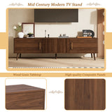 Mid Century TV Stand with 2 Drawers, Media Console Table for TVs up to 80'', Entertainment Center with Storage for Living room, Bedroom, Home Theatre