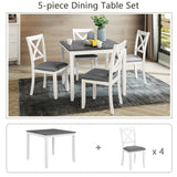 5-Piece Dining Table Set with 4 Chairs, Modern Wood Dining Table Set for 4,  4-Person Dining Table Set for Small Place, Kitchen, Dining Room, Grey & White two tone