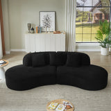 Contemporary Corduroy Compressed Upholstered Curved Sectional Sofa with Scatter Cushions-No assembly required,Upholstered Oversized Couches for Living Room,Apartment