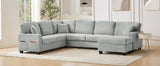Sectional Sofa U-shaped Sectional 125.2" Upholstered L-shaped Sofa with a Movable Ottoman and Side Storage Pockets for Living Room, Grey