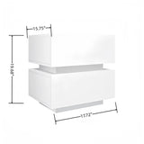 White Color High Glossy 2 Drawers Bedside Table with RGB Led Light Nightstand with Bluetooth Control