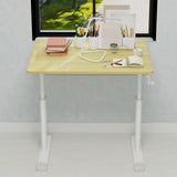 Adjustable study desk suitable for children and adults, height-adjustable, multifunctional home office desk, compact design, desktop dimensions: 60cm × 80cm, white frame with natural wood-colored tabl