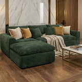 108-inch high-resilience boneless sponge sofa with 30 density, double-layer cloud-like cushions, multiple combination options, no installation required / Green