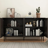 Modern Black Wood Sideboard Buffet Accent Bedroom Media Hallway Curio Kitchen Hutch Storage Cabinet Home Furniture For Dining Room,Living Room,Kitchen(BLACK)