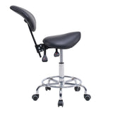 Saddle Stool Chair with Backrest Swivel Hydraulic Ergonomic Tilt Seat Chair with Wheels Footrest for Medical Hospital Clinic Dental-Black