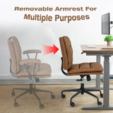 Brown office chair, backrest and seat cushion separate, backrest 90°-135° inclined, armrests included