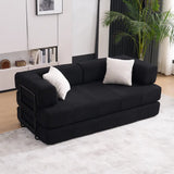 Folding Sofa Bed, 78.5" Convertible Couch Bed with 2 Pillows, Fold Out Couch, Foam Spring Floor Mattress, Futon Couch for Living Room, Office, Apartment