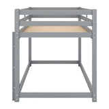 Twin over Twin Floor Bunk Bed with Ladder , Gray(Old SKU:WF281727AAE/WF286602AAE)