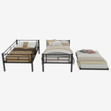 Heavy-duty Sturdy Meta Twin over Twin Bunk Bed/l/ Noise Reduced/ Safety Guardrail/No Box Spring Needed,Black