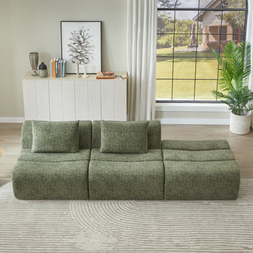 Oversized 3 Seater Compressed Sofa with Chenille Fabric, No Assembly, Space-Saving for Living Room, Apartment