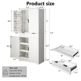 72" Fluted Kitchen Pantry Cabinet with 3 Keyboard Drawers & 6 Door Shelves Adjustable, Freestanding Cupboard Storage Cabinet for Bathroom, Diningroom, Office, Entryway, White