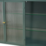 3 Door Arched Wall Mounted Glass Cabinets for Kitchen, Living Room and Bathroom(Dark green)