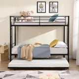 Twin Over Twin  Metal  Bunk Bed with trundle  Black