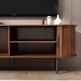 TV Stand, 55" Modern TV Console Table with Storage Compartment and Sliding Door, Gaming Entertainment Center with Cabinet for Living Room, Bedroom, Office (Walnut)