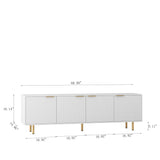 White Modern TV Stand Fluted 68" t, Entertainment Center with Storage Doors, TV Console Media Cabinet,  for 55+ Inch TV, Living Room