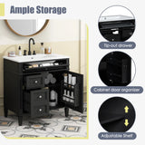 30'' Bathroom Vanity with Top Sink, Modern Bathroom Storage Cabinet with 2 Drawers and a Tip-out Drawer, Single Sink Bathroom Vanity