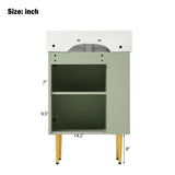 21.6" Green Bathroom vanity, Combo Cabinet, Bathroom Storage Cabinet, Single Ceramic Sink, Left side storage