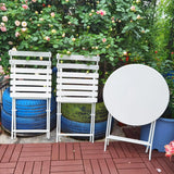 3 Piece Patio Bistro Set of Foldable Round Table and Chairs, White
