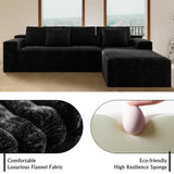 104.3*68.9"Modular sectional sofa seat,Upholstered compressed couch for living room,Bedroom,Apartment,No assembly required,2PC free combination,Plush corduroy fabric,BLACK