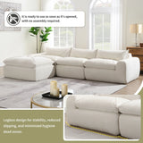 [VIDEO]116'' Fully Compressed Sofa with High Density Foam, Integrated Backrest&Seat Cushion, Decorative Edging, Legless Design without Frame, No Assembly Required, Free Combination, Particle Chenille