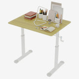 Adjustable study desk suitable for children and adults, height-adjustable, multifunctional home office desk, compact design, desktop dimensions: 60cm × 80cm, white frame with natural wood-colored tabl