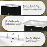 24-Inch Bathroom Vanity with Ceramic Sink, 1 Soft Close Door, 2 Soft Close Drawers, and Double Storage Racks on the Door