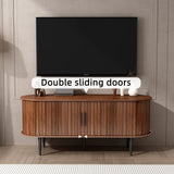 TV Stand, 47" Modern TV Console Table with Storage Compartment and Sliding Door, Gaming Entertainment Center with Cabinet for Living Room, Bedroom, Office (Walnut)