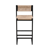 Honey Bar Stools Set of 2 Paper Rope Weave Dining Chairs with Back Hand Weave Stools for Kichen Island, Bar & Counter (Honey)