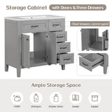 36" Bathroom Vanity with Sink Combo, Gray Bathroom Cabinet with Drawers, Solid Frame and MDF Board (Old Sku:JL000007AAE-6)