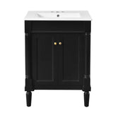 24'' Bathroom Vanity with Top Sink, 2-Tier Modern Bathroom Storage Cabinet, Single Sink Bathroom Vanity, Large Storage Shelves