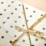 Golden Dining Table with cross metal leg and glass,Modern Space Saving Kitchen Table for Living Room