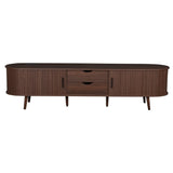 70 Inch Mid Century Modern TV Stand, TV Stand for 80 Inch TV, TV Stand with Tambour Doors, Drawers and Power Outlet, TV Consoles for Living Room, Bedroom
