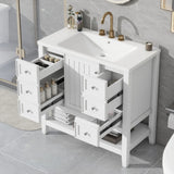 36" Bathroom Vanity with Sink, One Cabinet and Three Drawers, Solid Wood and MDF Board, White (Old Sku:SY999505AAK-6)