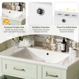 30" Bathroom Vanity with Ceramic Sink, Modern Storage Cabinet with Soft-Close Doors, Deep Drawer & Standard Drawer, Stylish Bath Vanity for Small Bathrooms