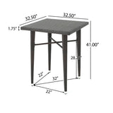 32" SQUARE WICKER BAR TABLE