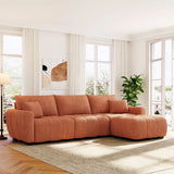 [VIDEO] 110" Modular Sectional Sofa, L Shape with Extra-large Seat, Pull-line Design, Movable Ottoman, High Density Foam, Free Combination, Sturdy Metal&Wood Frame, Boucle Fabric, 3 Colors